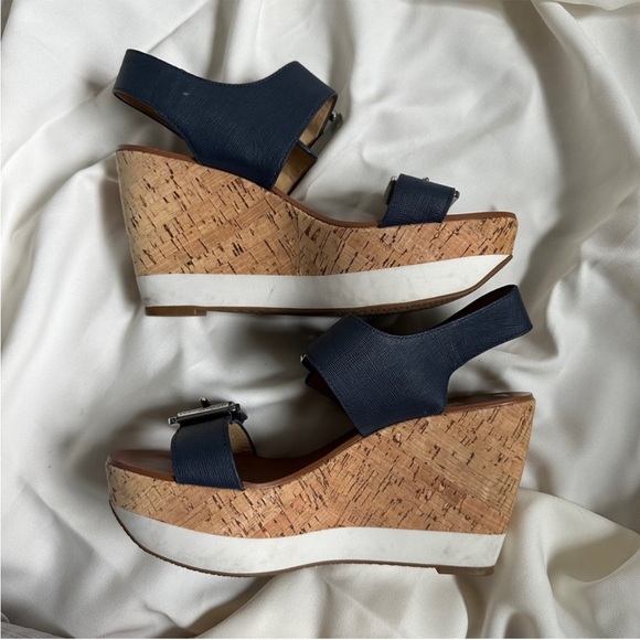 MICHAEL Michael Kors Blue Leather Cork
Wedge Sandals - Picture 4 of 6